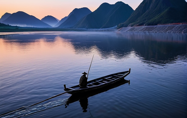북한의 주요 강   압록강과 두만강 - **Prompt:** A wide, majestic aerial view of the Yalu River (Amnok River) at a dramatic twilight hour...
