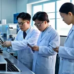 Home 12 북한의 과학자 주요 연구 성과 - **Prompt 1: Dedicated Scientific Minds in a High-Tech Lab**
"A group of focused and dedicated No...