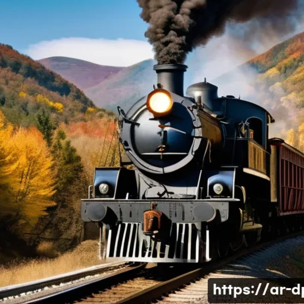 북한의 물류 시스템 화물 이동 방식 - **Prompt:** A powerful, vintage steam locomotive, reminiscent of the mid-20th century, pulling a lon...