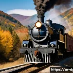 Home 13 북한의 물류 시스템 화물 이동 방식 - **Prompt:** A powerful, vintage steam locomotive, reminiscent of the mid-20th century, pulling a lon...